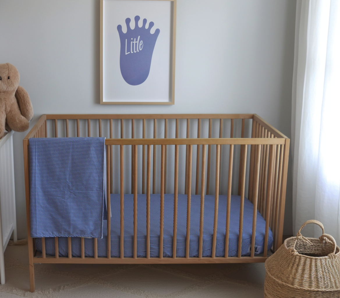 Blue Banners Marching Fitted Crib Sheet
